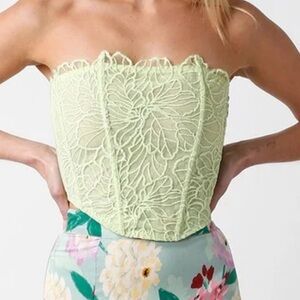 Green Floral Corset Top